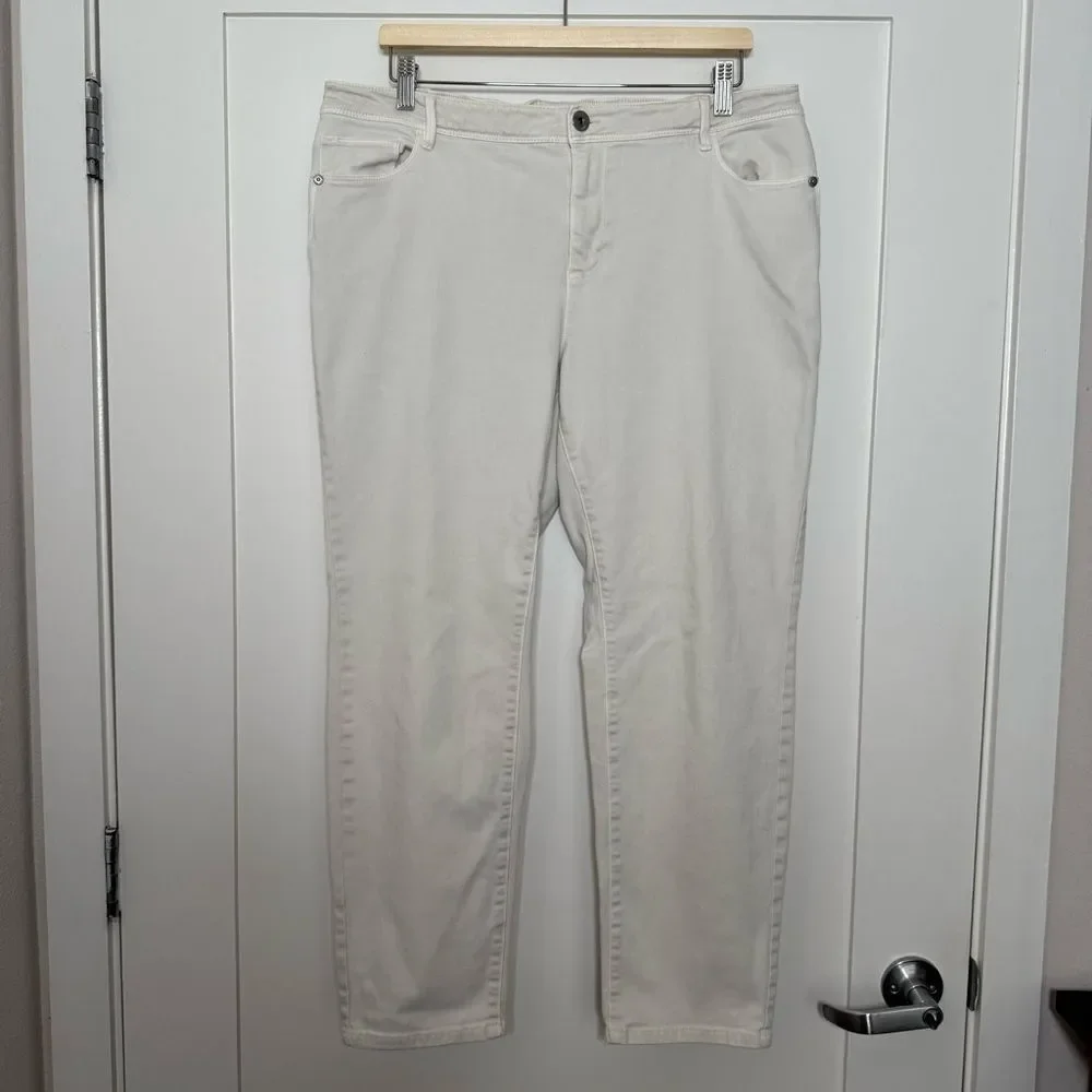 J Jill Denim Authentic Fit Slim Ankle Pants Womens Plus Sz 16 Beige Stretch